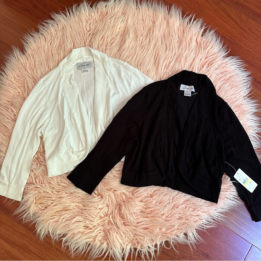 Set Of 2 Cropped Quarter Length Sleeve Open Cardigan